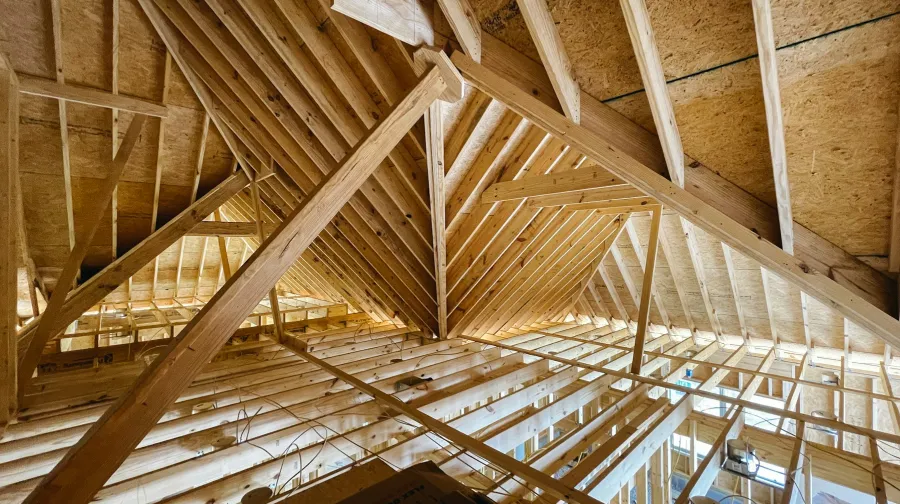 Intricate framework of an attic in Waco, TX